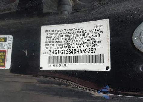 2008 Honda Civic Ex z USA, uszkodzony, nr VIN 2HGFG12848H559297